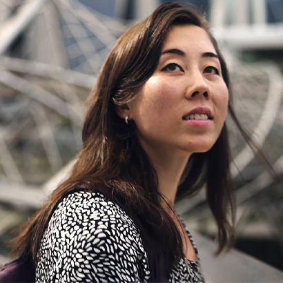 image of a woman looking up