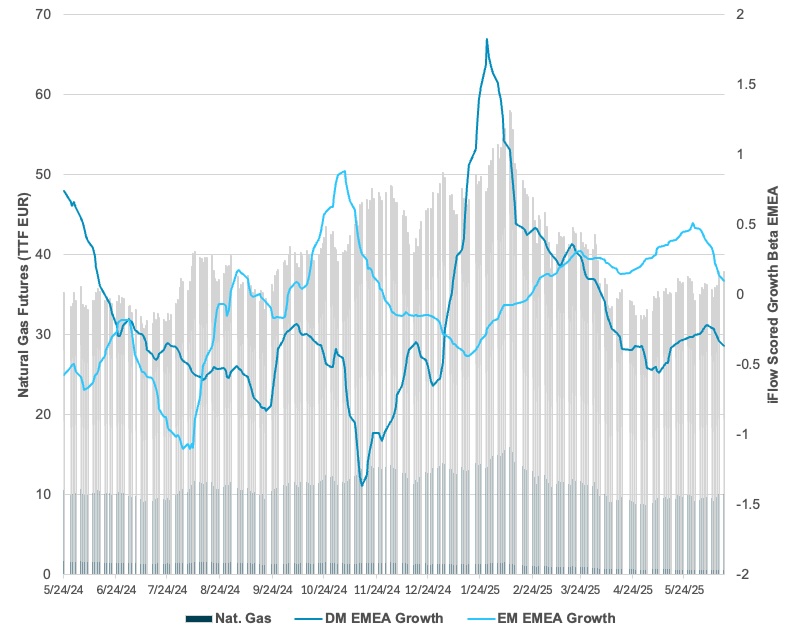 Exhibit #1: EMEA equity market growth beta vs. EU natural gas futures  